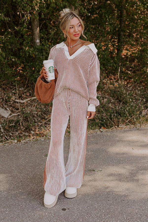 Impressions Uptown Chic High Waist Ribbed Pants in Ivory