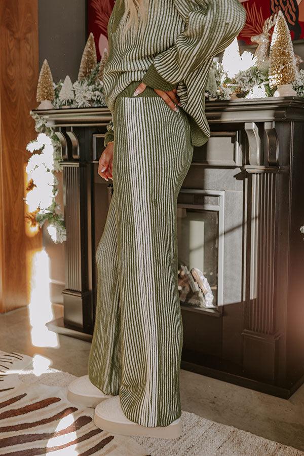 Impressions Uptown Chic High Waist Ribbed Pants In Olive