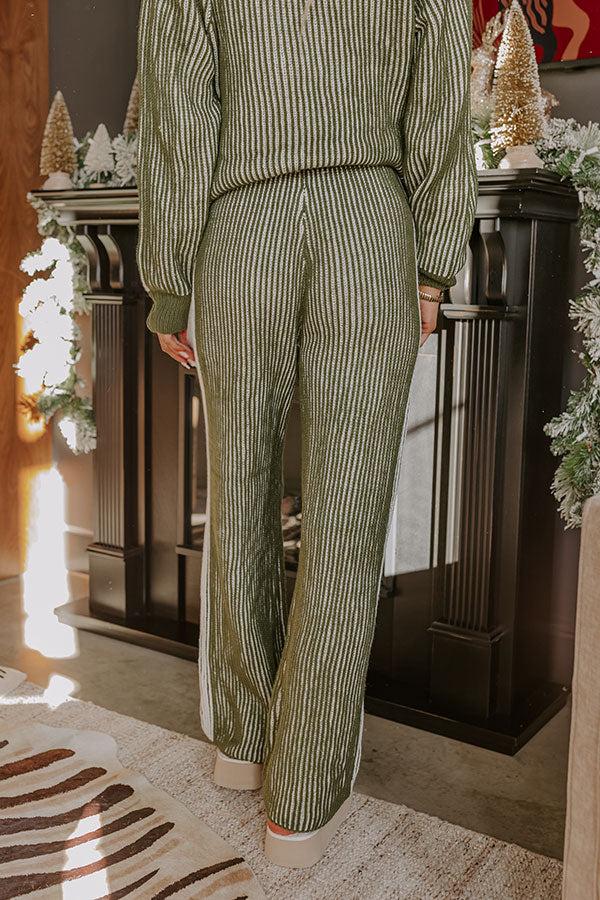 Impressions Uptown Chic High Waist Ribbed Pants In Olive