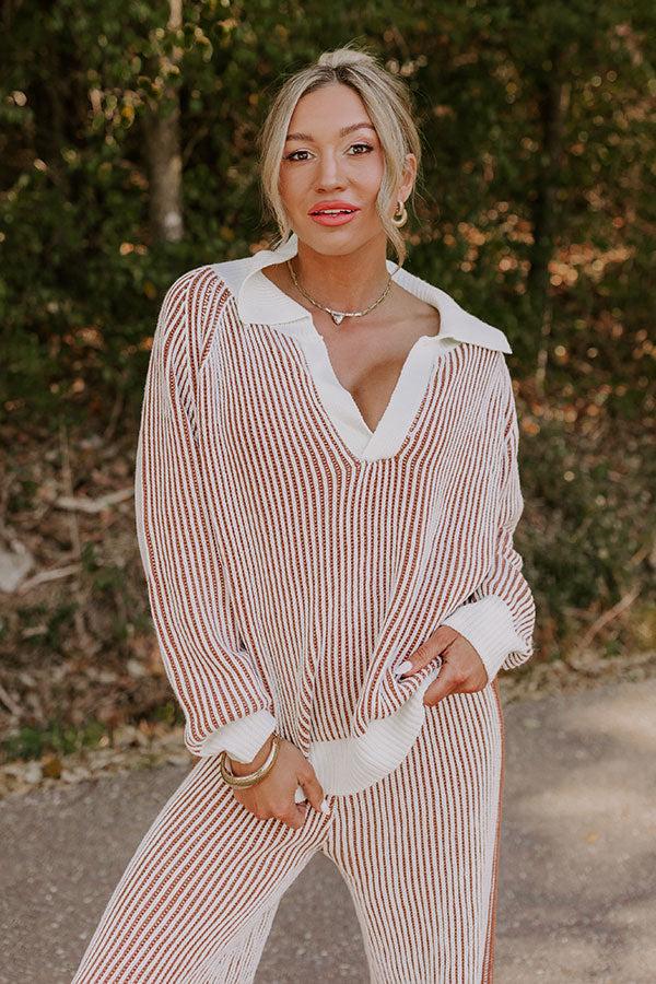 Impressions Uptown Chic Ribbed Sweater Top in Ivory