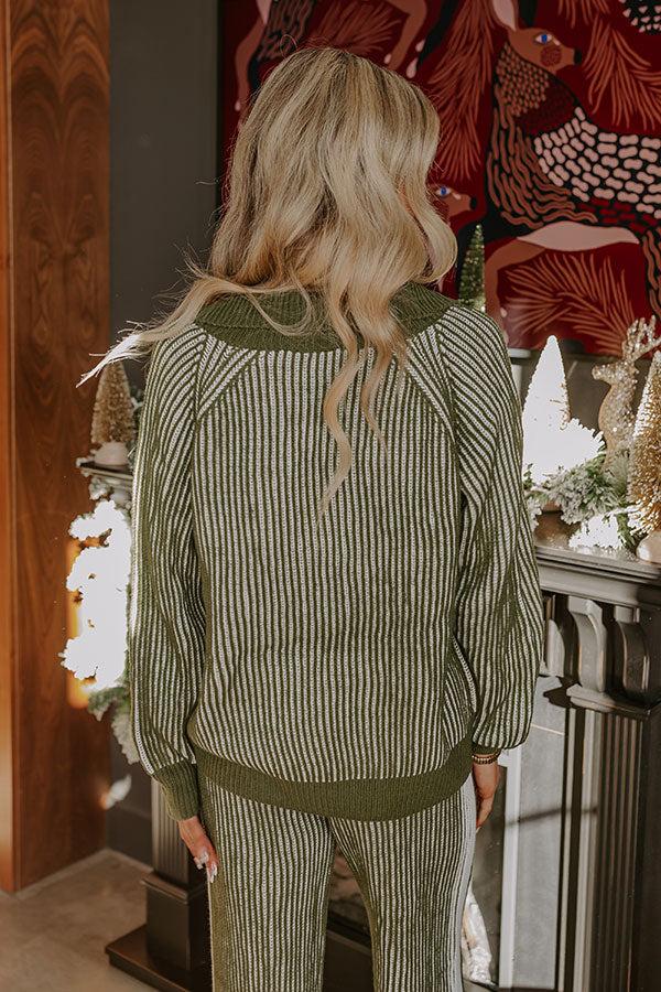 Impressions Uptown Chic Ribbed Sweater Top In Olive