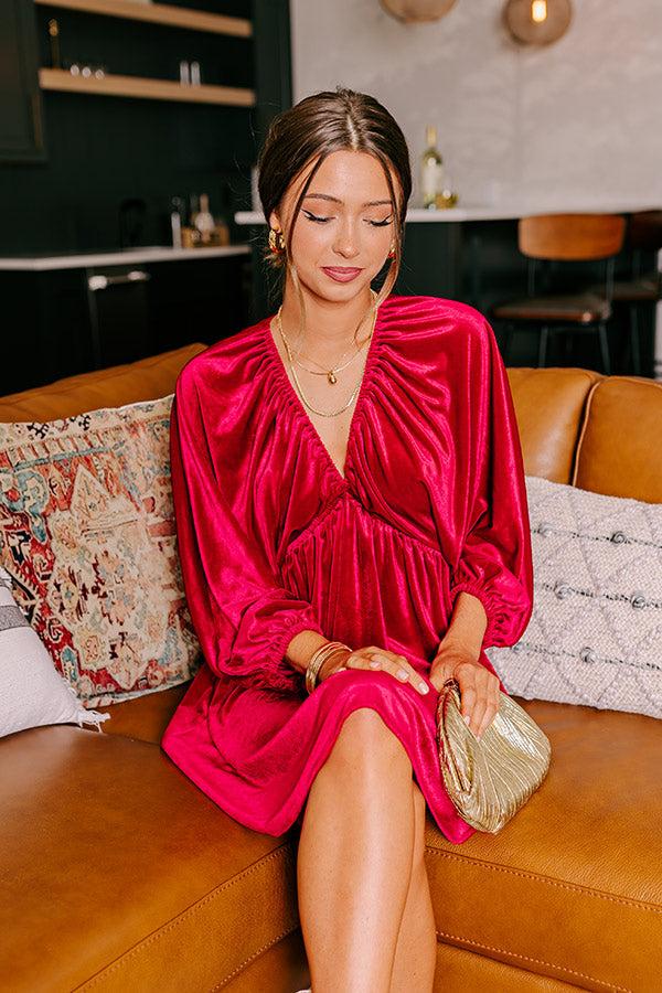 Impressions Uptown Elegance Velvet Mini Dress in Red