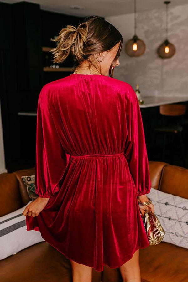 Impressions Uptown Elegance Velvet Mini Dress In Red
