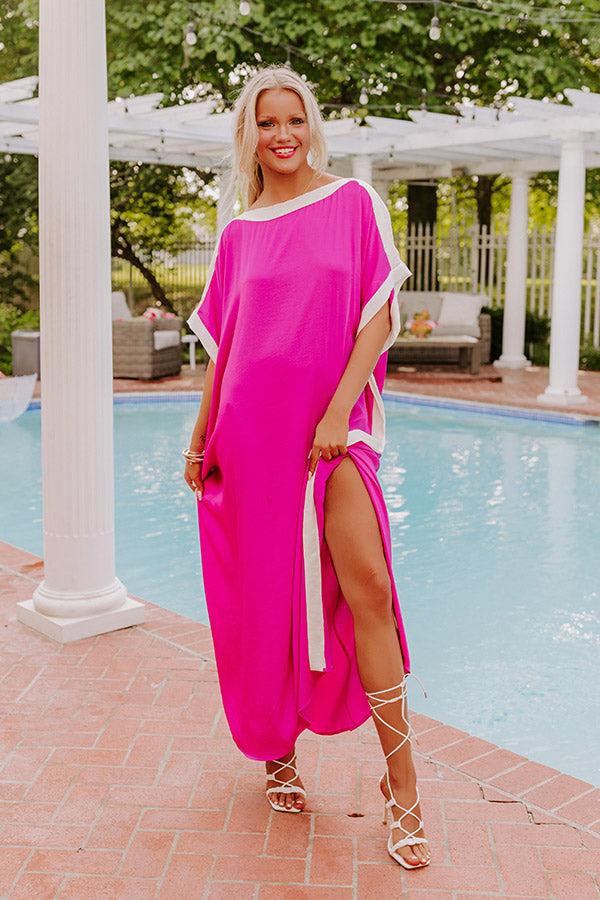 Impressions Uptown Happy Hour Caftan Maxi Dress In Orchid