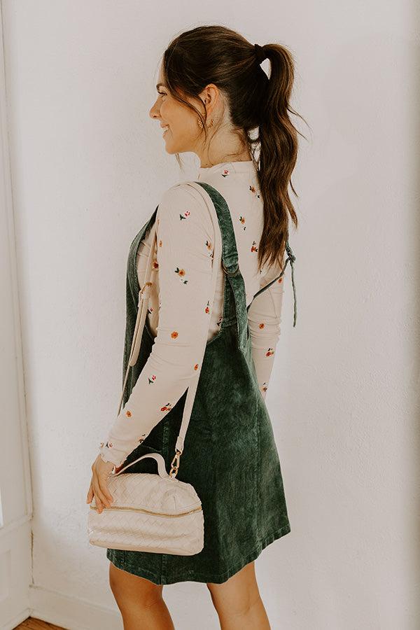 Impressions Uptown Manhattan Corduroy Mini Dress In Hunter Green