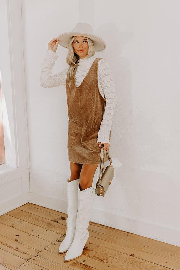 Impressions Uptown Manhattan Corduroy Mini Dress In Mocha