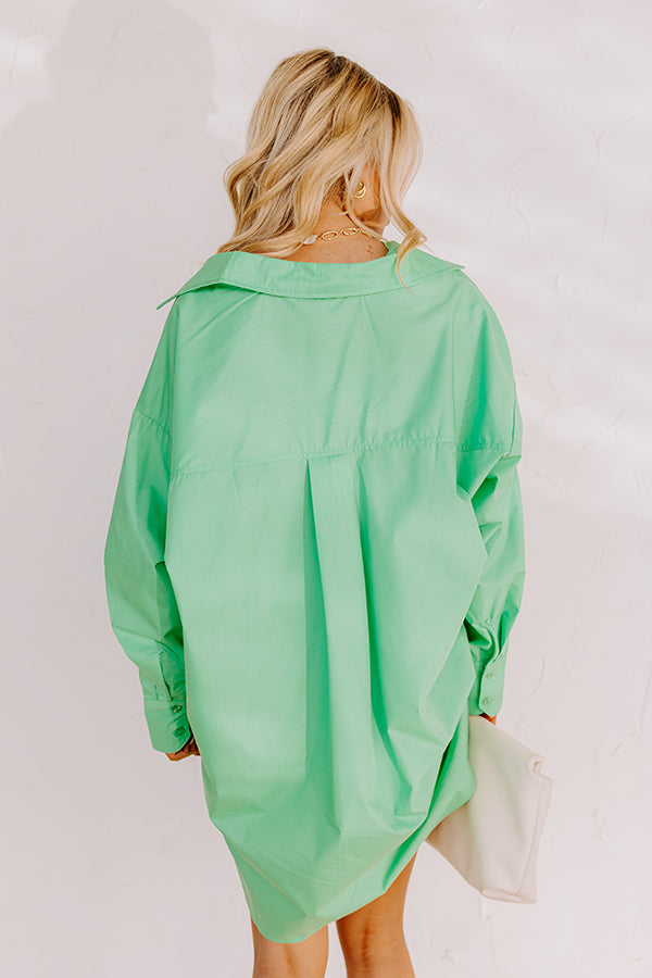 Impressions Urban Adventures Oversized Button Up In Kelly Green