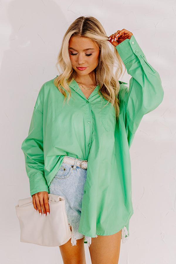 Impressions Urban Adventures Oversized Button Up In Kelly Green