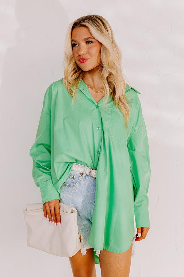 Impressions Urban Adventures Oversized Button Up In Kelly Green