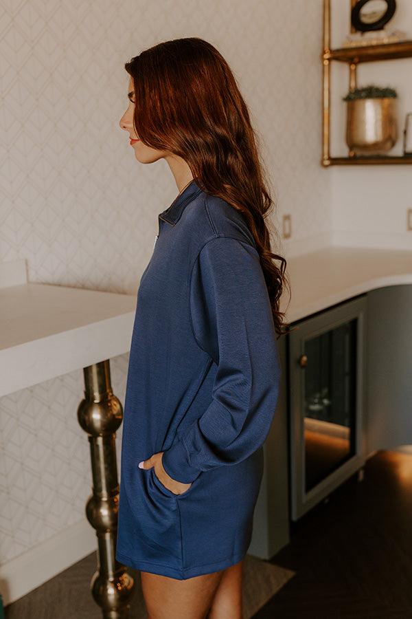 Impressions Urban Chic Scuba Quarter Zip Mini Dress In Riverside