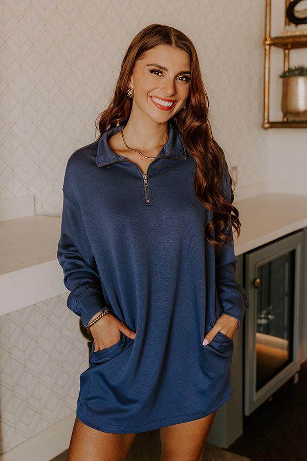 Impressions Urban Chic Scuba Quarter Zip Mini Dress in Riverside