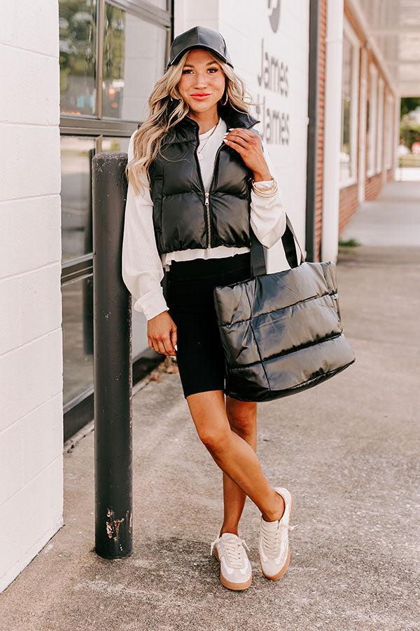 Impressions Urban Outing Faux Leather Puffer Vest In Black