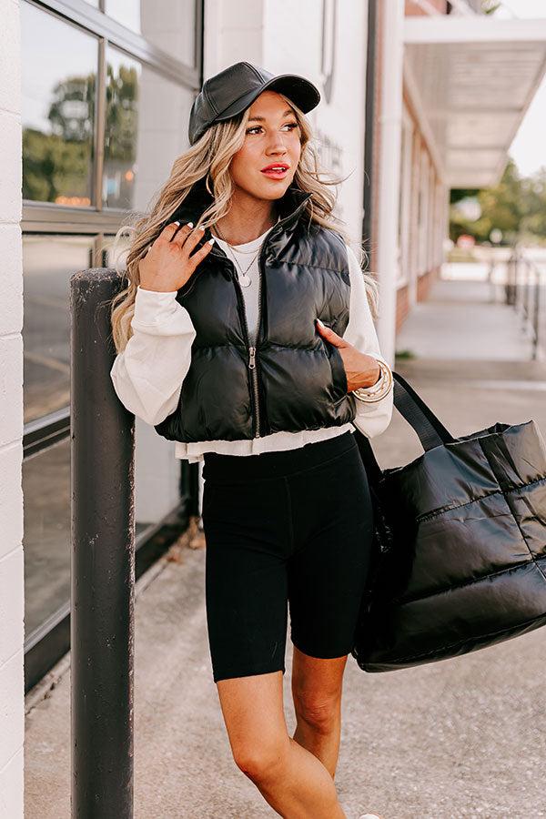 Impressions Urban Outing Faux Leather Puffer Vest in Black