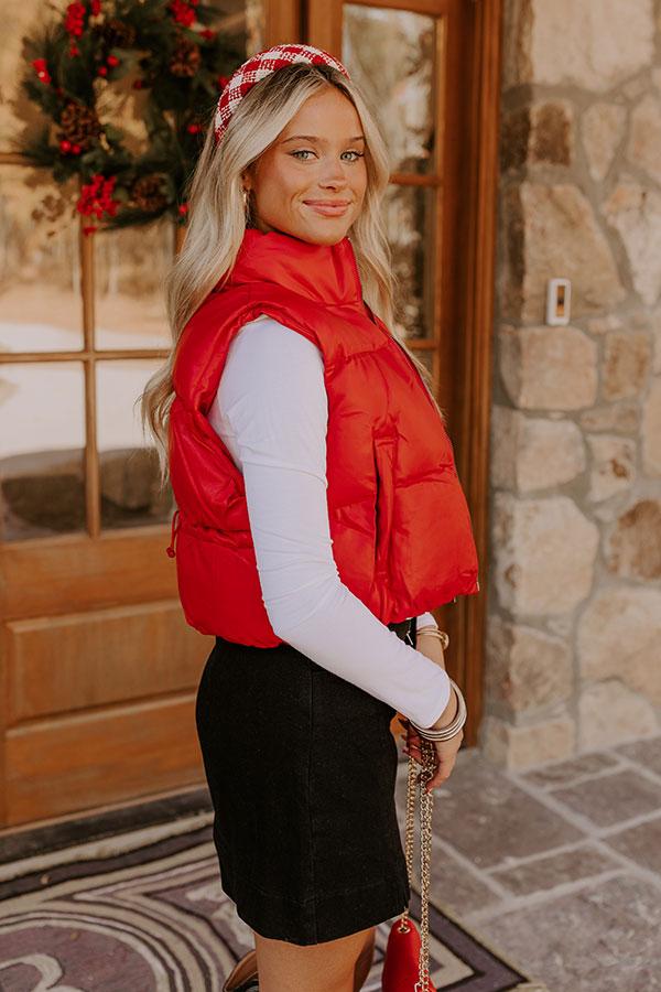Impressions Urban Outing Faux Leather Puffer Vest In Red