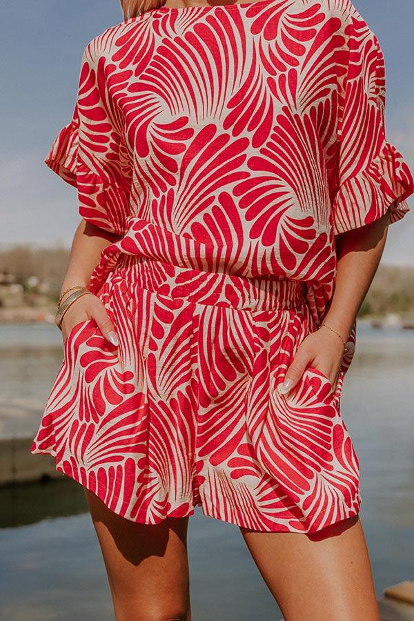 Impressions Vacay Bliss High Waist Shorts In Hot Pink