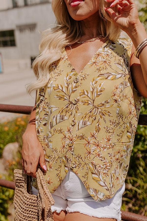 Impressions Vacay Bound Linen-Blend Vest Top Curves