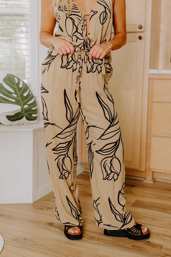 Impressions Vacay Bungalow High Waist Pants In Khaki