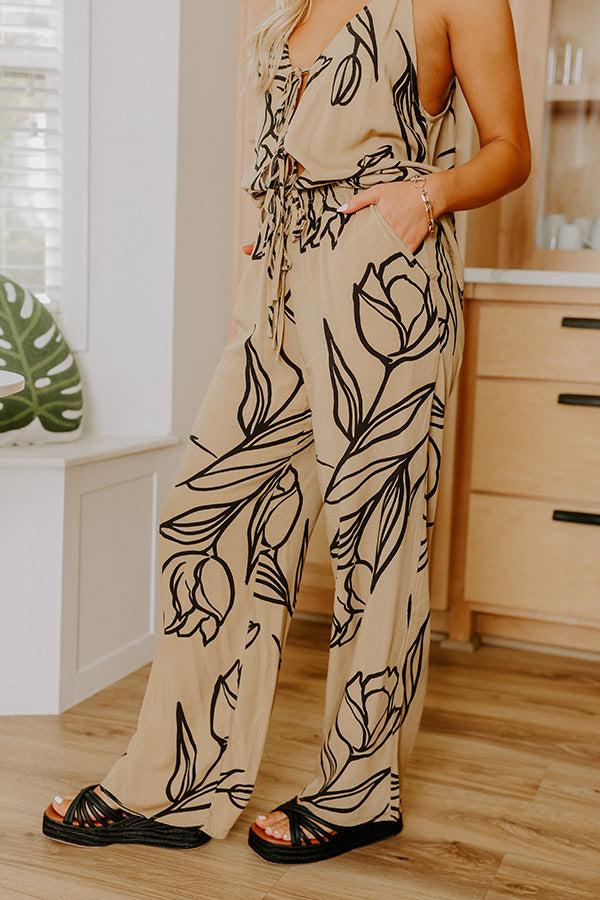 Impressions Vacay Bungalow High Waist Pants In Khaki