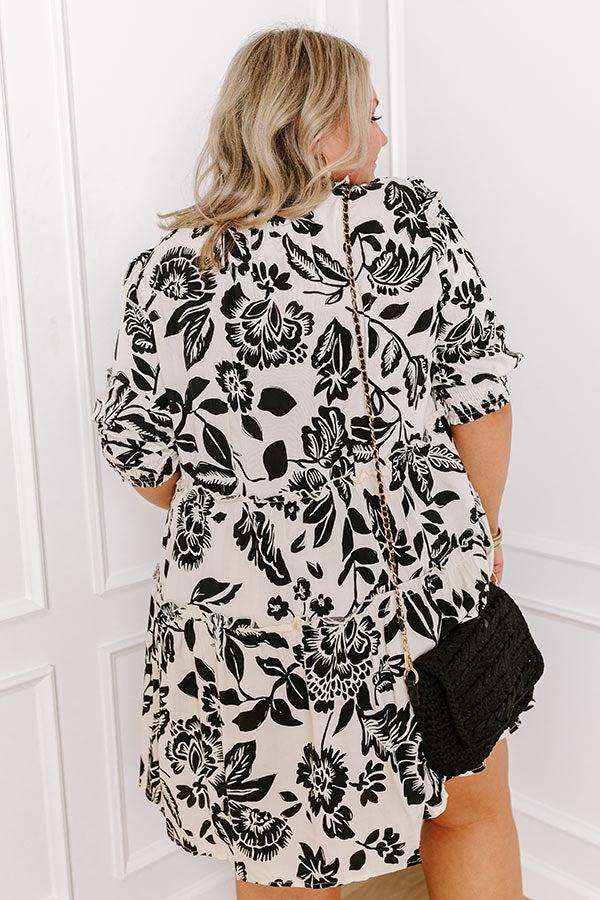 Impressions Vacay Ready Floral Mini Dress In Cream Curves