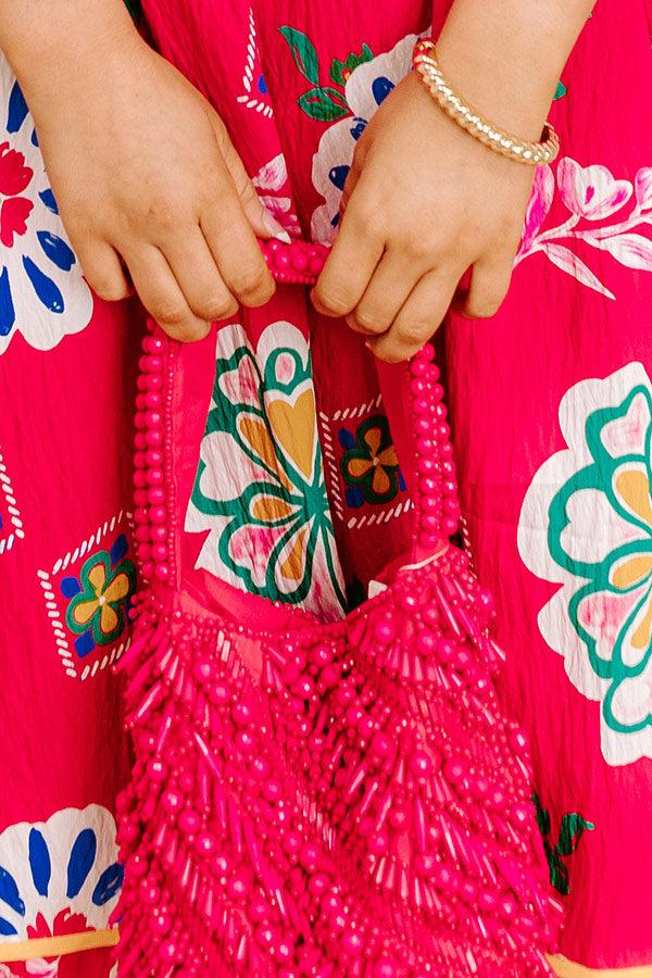 Impressions Vacay Vibes Embellished Purse In Hot Pink