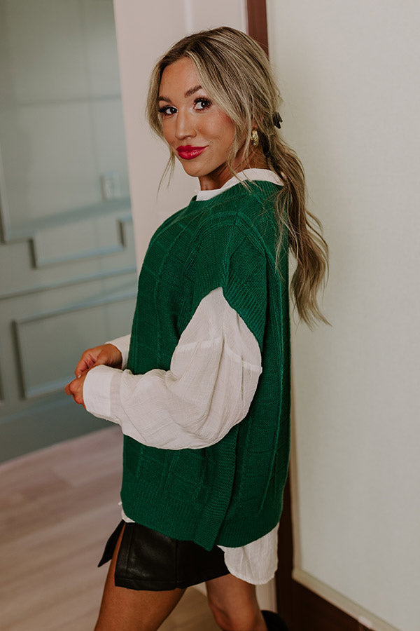 Impressions Venice Vision Sweater Top In Hunter Green