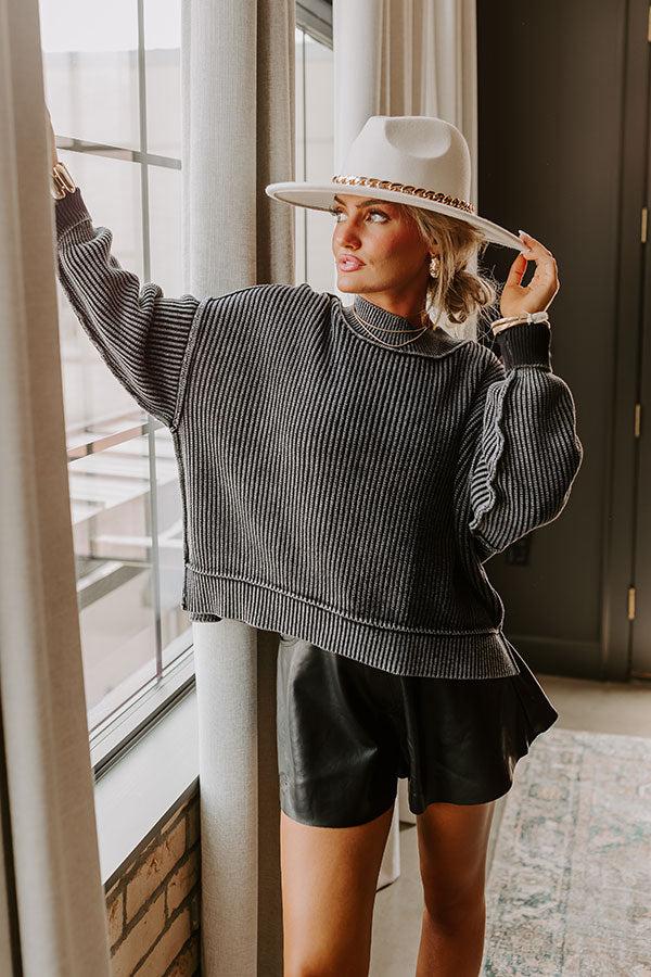 Impressions Vermont Bound Vintage Wash Oversized Sweater In Black