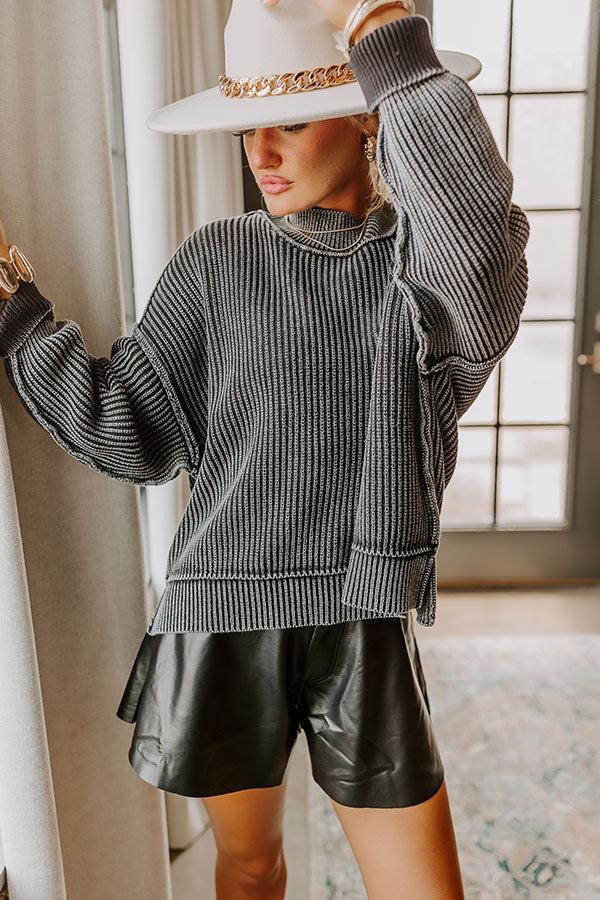 Impressions Vermont Bound Vintage Wash Oversized Sweater In Black