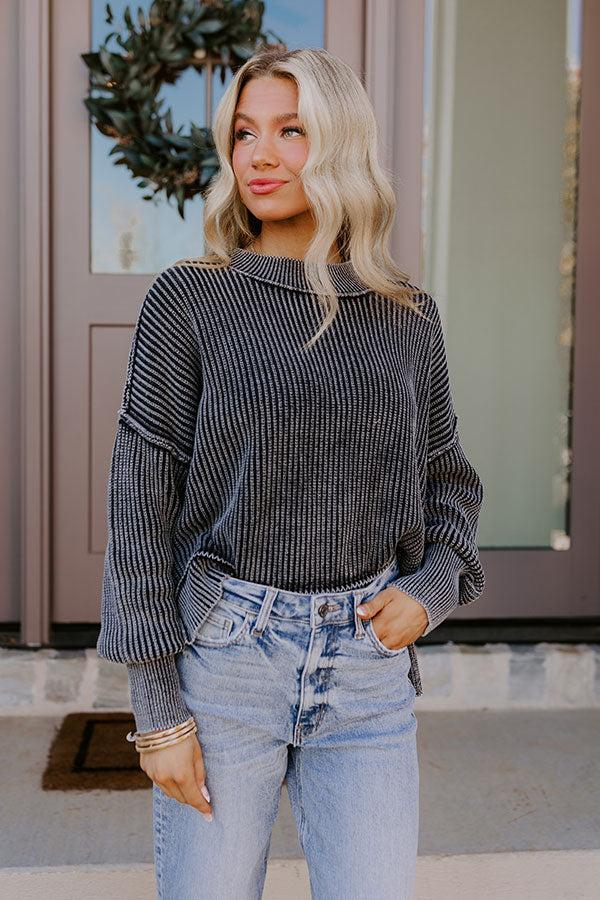 Impressions Vermont Bound Vintage Wash Oversized Sweater in Black