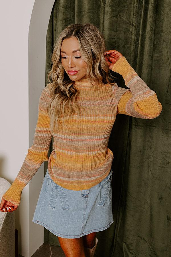 Impressions Vermont Views Ribbed Sweater Top In Honey