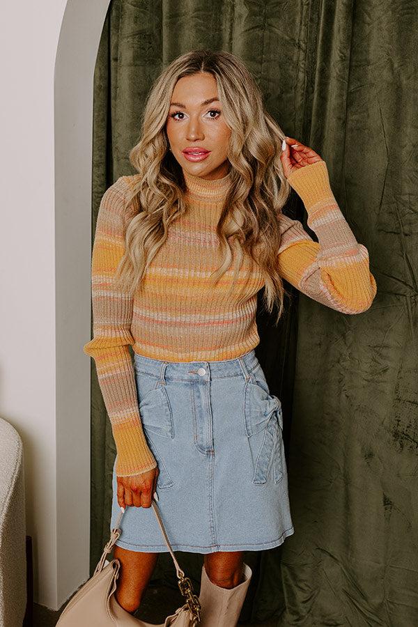 Impressions Vermont Views Ribbed Sweater Top in Honey