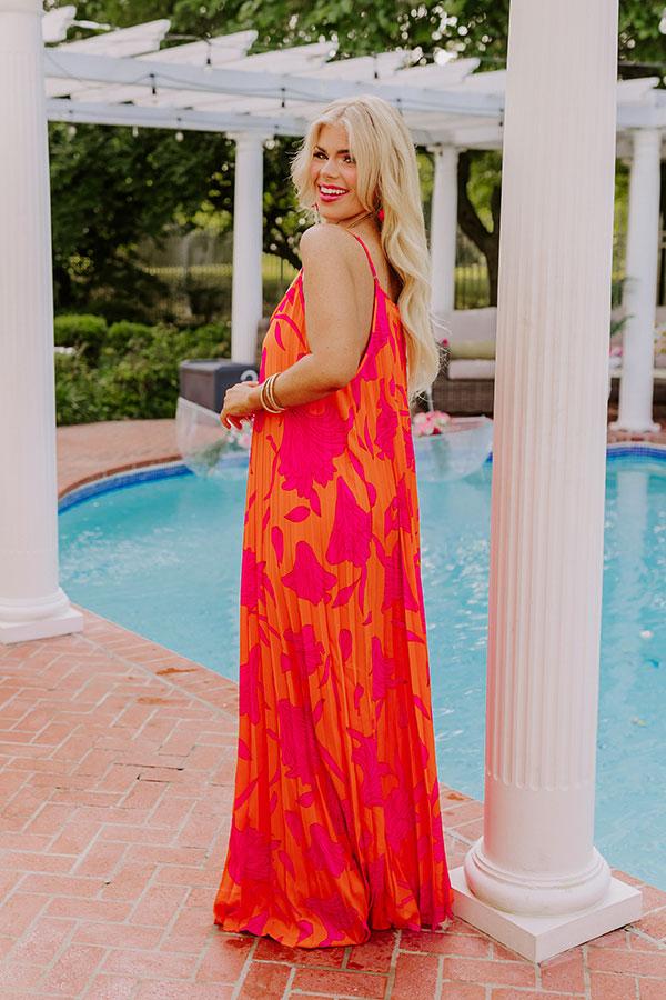 Impressions Vibrant Moment Floral Maxi Dress In Tangerine