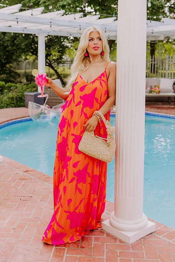 Impressions Vibrant Moment Floral Maxi Dress In Tangerine