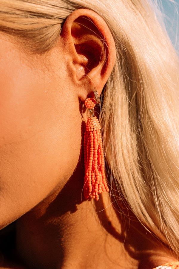 Impressions Vibrant Vibes Beaded Earrings In Orange