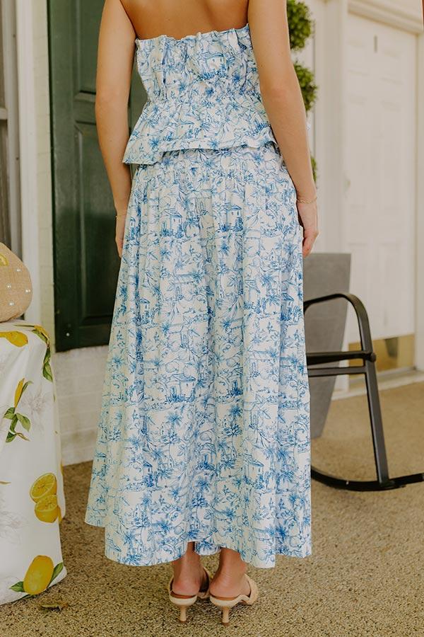 Impressions Villa Charm High Waist Maxi Skirt In Blue