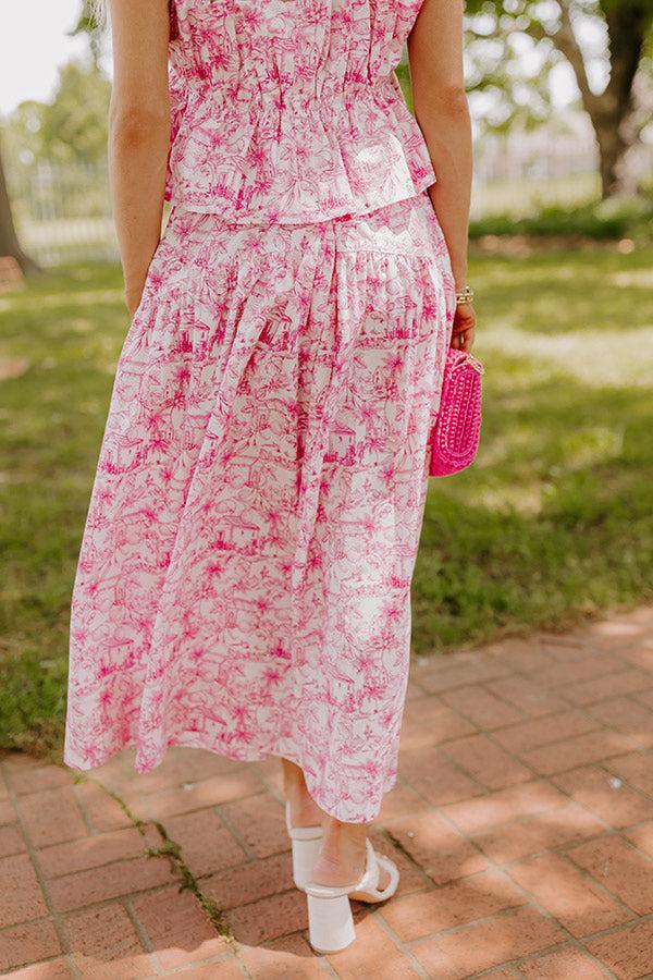 Impressions Villa Charm High Waist Maxi Skirt In Pink