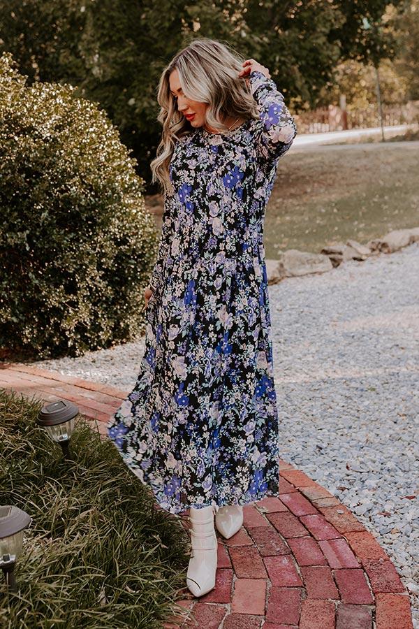 Impressions Vineyard Cutie Asymmetrical Floral Mesh Midi in Black