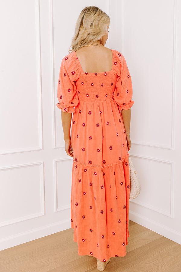 Impressions Vineyard Lounge Floral Embroidered Midi Dress