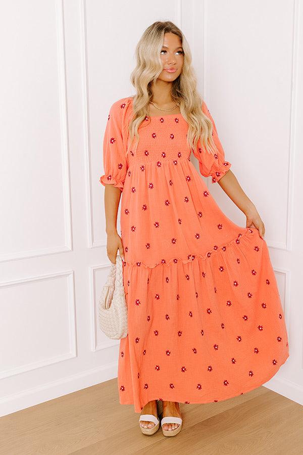 Impressions Vineyard Lounge Floral Embroidered Midi Dress