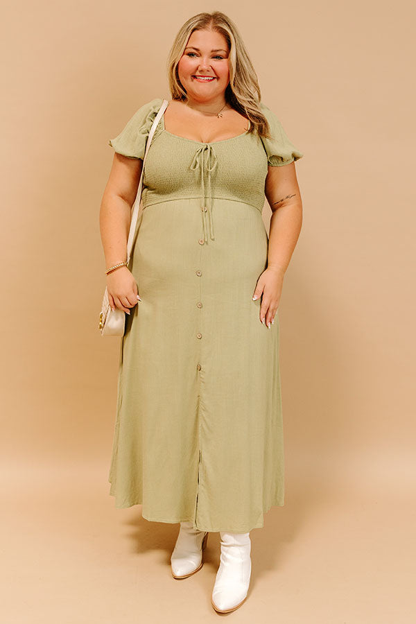 Impressions Vineyard Verse Smocked Midi Dress Curves