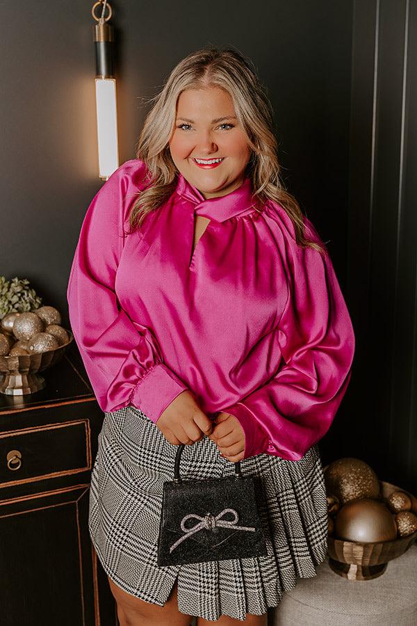 Impressions VIP Flight Plans Satin Top In Fuchsia Curves