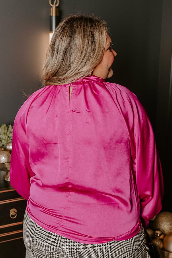 Impressions VIP Flight Plans Satin Top In Fuchsia Curves