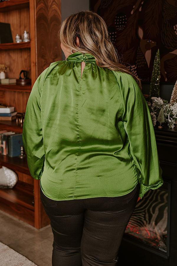 Impressions VIP Flight Plans Satin Top In Olive Curves