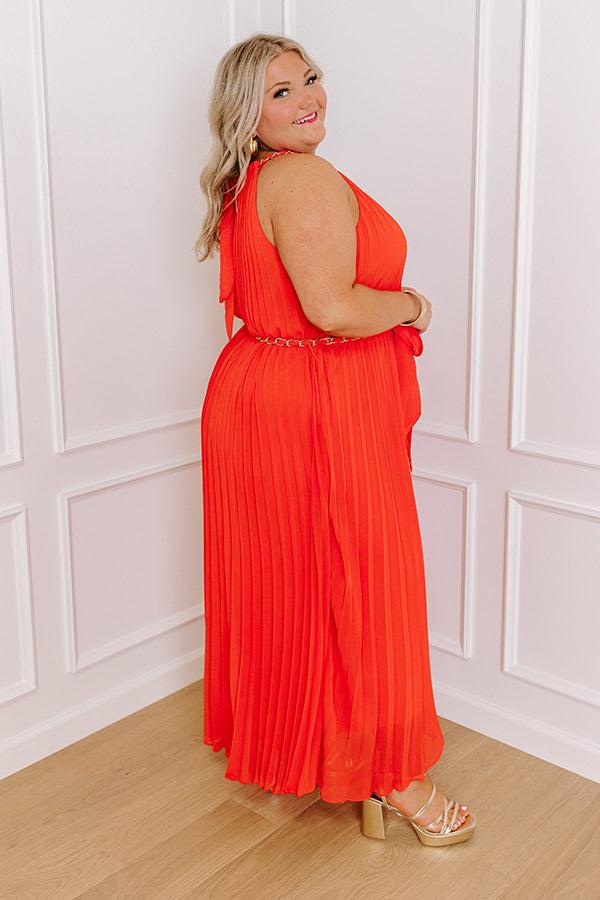 Impressions VIP Party Pleated Maxi Dress In Red Curves