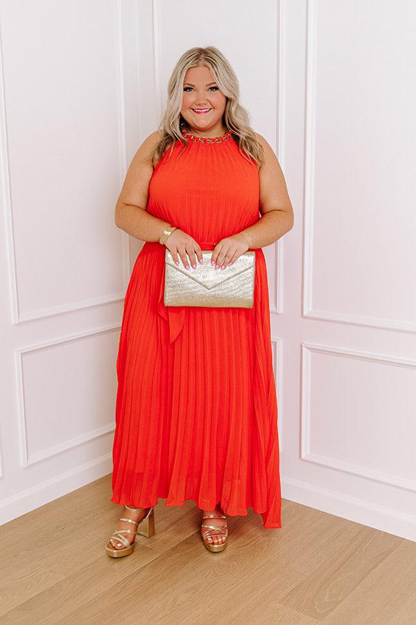 Impressions VIP Party Pleated Maxi Dress In Red Curves