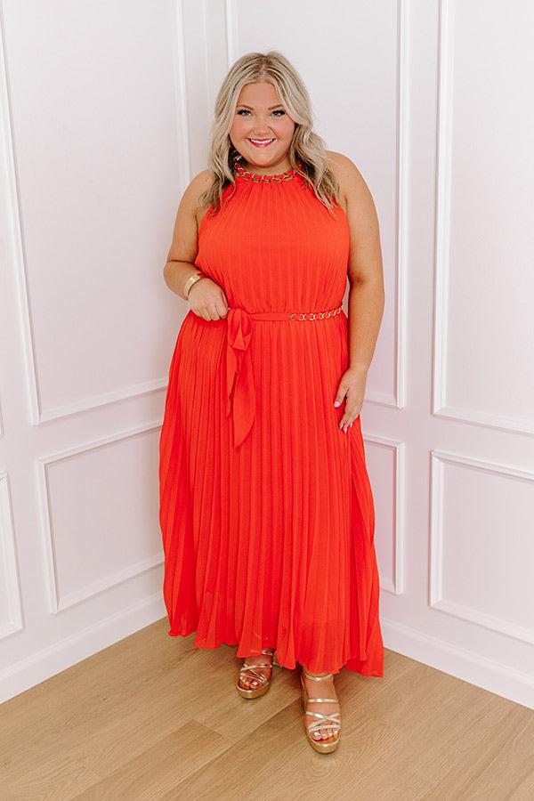 Impressions VIP Party Pleated Maxi Dress in Red Curves