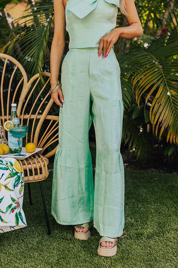Impressions Viva La Travel High Waist Wide Leg Pants In Mint