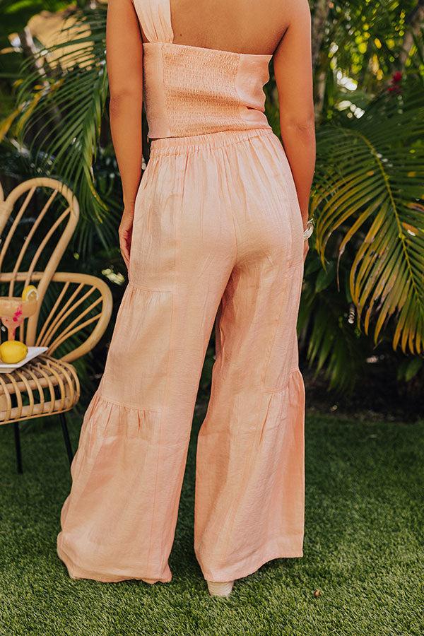Impressions Viva La Travel High Waist Wide Leg Pants In Peach