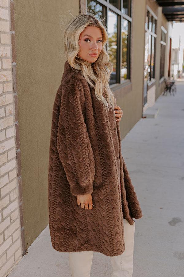 Impressions Warm Fuzzy Feeling Faux Fur Coat In Espresso