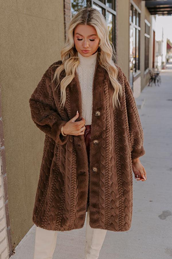 Impressions Warm Fuzzy Feeling Faux Fur Coat In Espresso