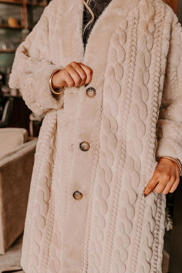 Impressions Warm Fuzzy Feeling Faux Fur Coat In Oatmeal